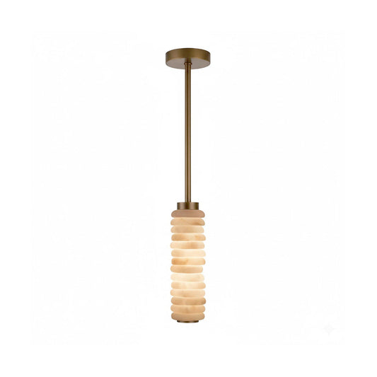 Payson Alabaster Pendant Lamp - Natural Stone & Solid Brass LED Pendant | Minimalist Luxury Droplight