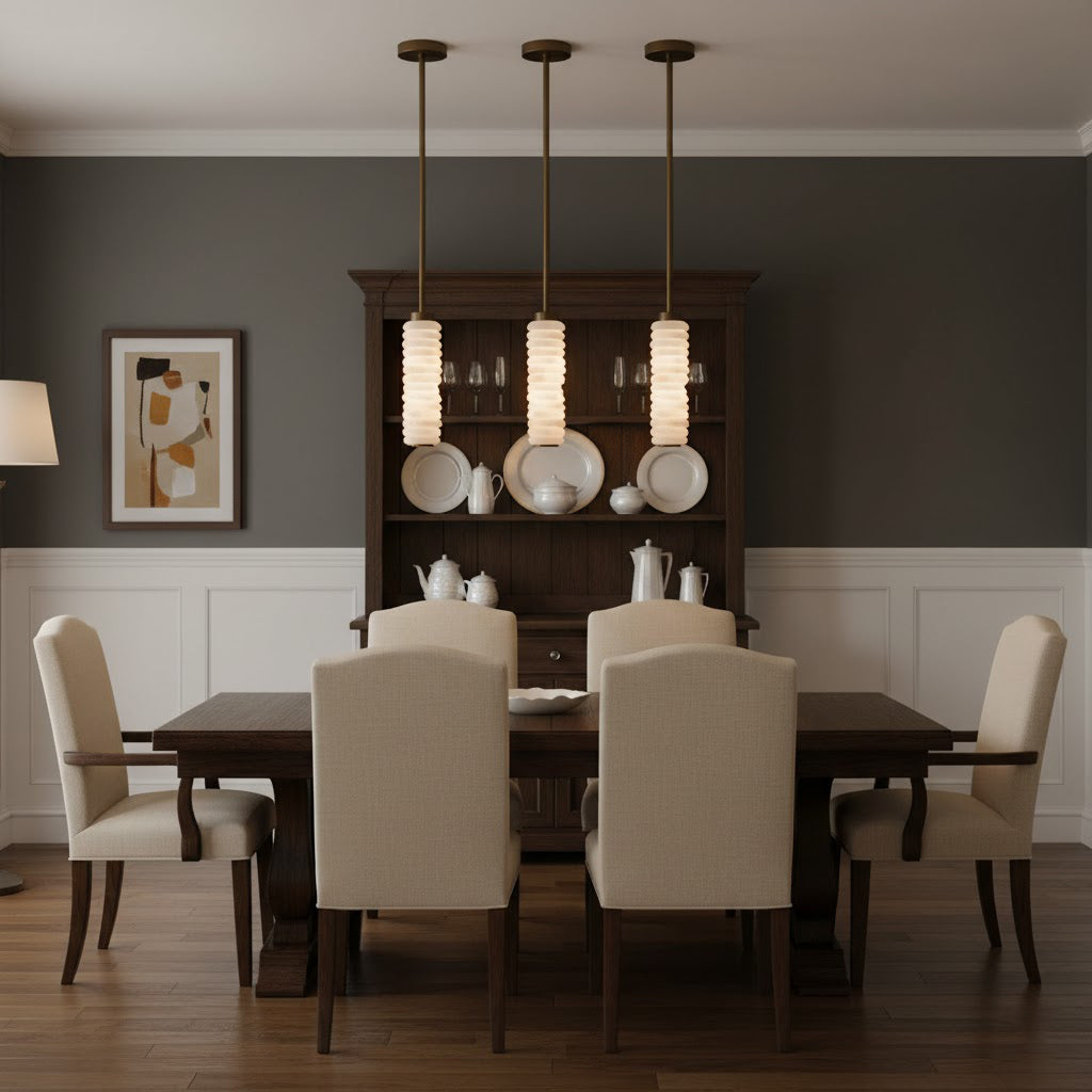 Payson Alabaster Pendant Lamp - Natural Stone & Solid Brass LED Pendant | Minimalist Luxury Droplight