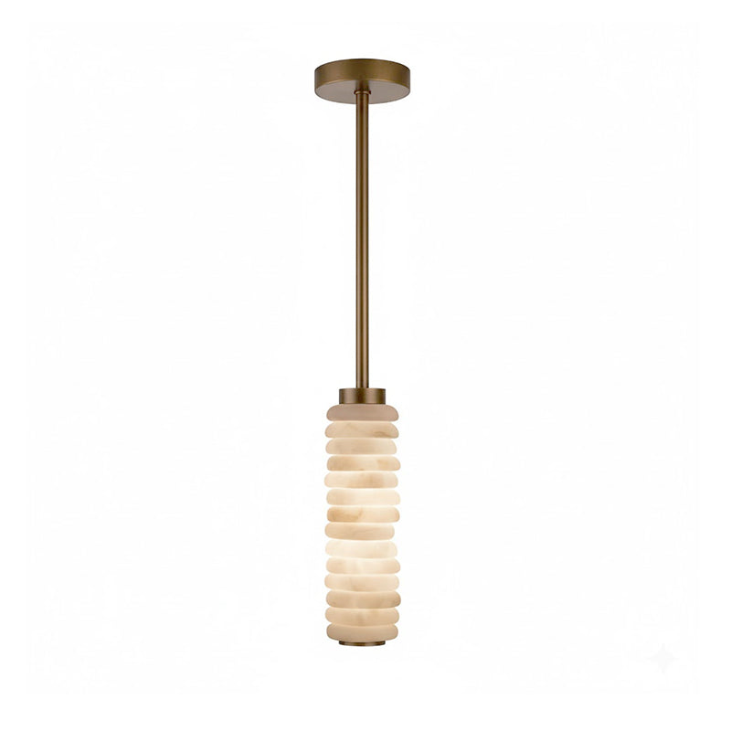 Payson Alabaster Pendant Lamp - Natural Stone & Solid Brass LED Pendant | Minimalist Luxury Droplight
