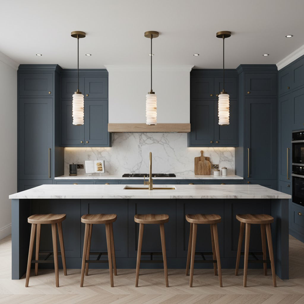 Payson Alabaster Pendant Lamp - Natural Stone & Solid Brass LED Pendant | Minimalist Luxury Droplight