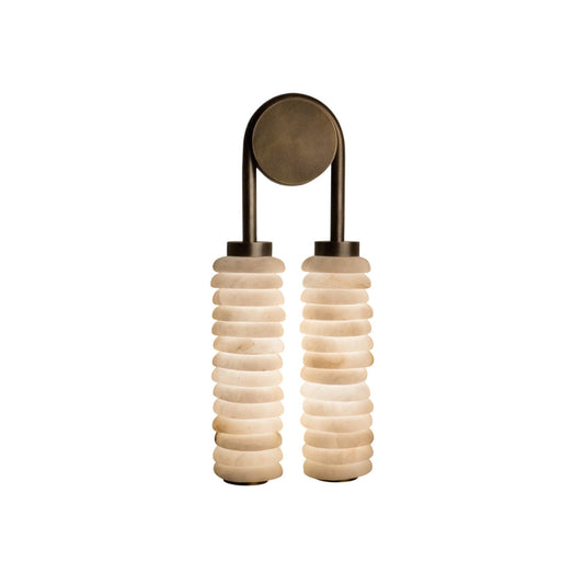 Payson Double Alabaster Wall Lamp - Dual Natural Stone & Brass LED Sconce | Luxury Art Deco Lighting
