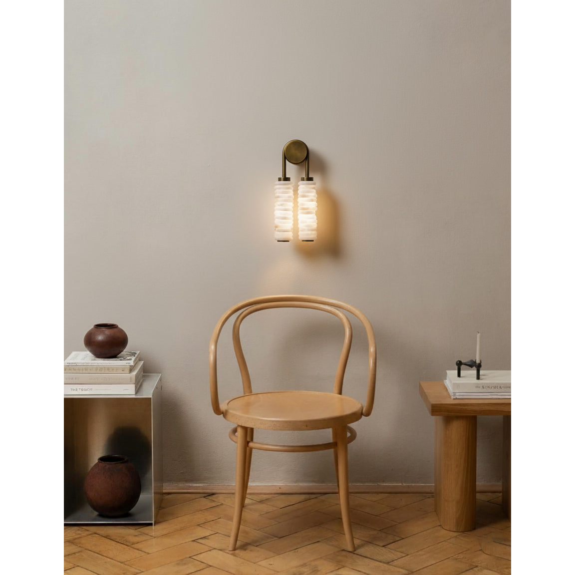 Payson Alabaster Wall Lamp - Natural Spanish Stone & Solid Brass LED Sconce | Modern Organic Luxury