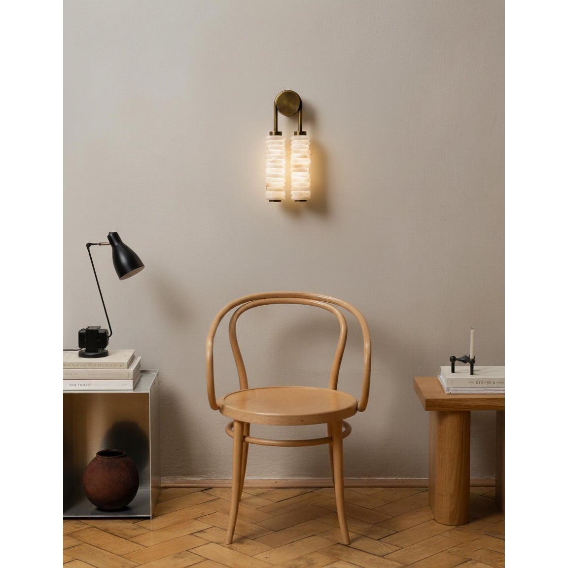 Payson Alabaster Wall Lamp - Natural Spanish Stone & Solid Brass LED Sconce | Modern Organic Luxury