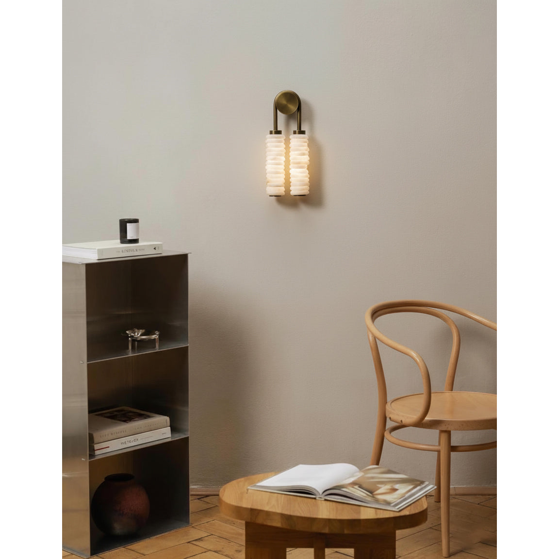 Payson Alabaster Wall Lamp - Natural Spanish Stone & Solid Brass LED Sconce | Modern Organic Luxury