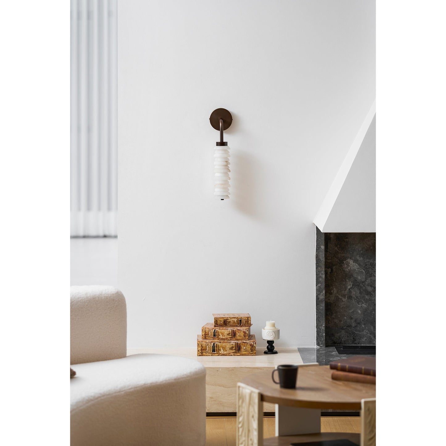 Payson Alabaster Wall Sconce - Natural Stone & Antique Brass LED Sconce | Luxury Architectural Lighting