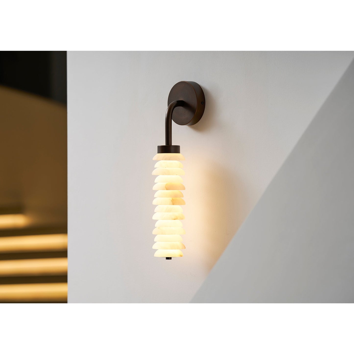 Payson Alabaster Wall Sconce - Natural Stone & Antique Brass LED Sconce | Luxury Architectural Lighting