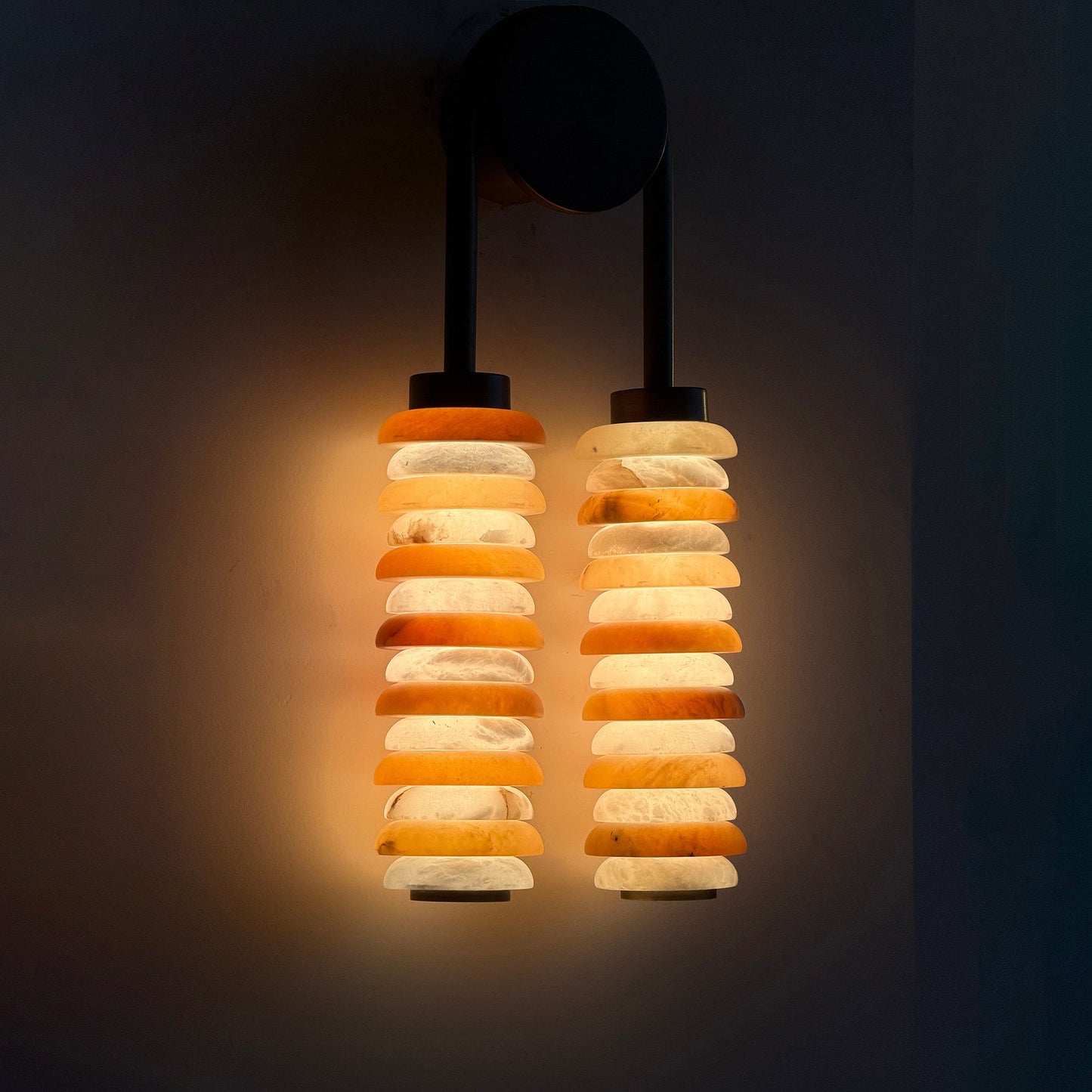 Payson Alabaster Wall Lamp - Natural Spanish Stone & Solid Brass LED Sconce | Modern Organic Luxury