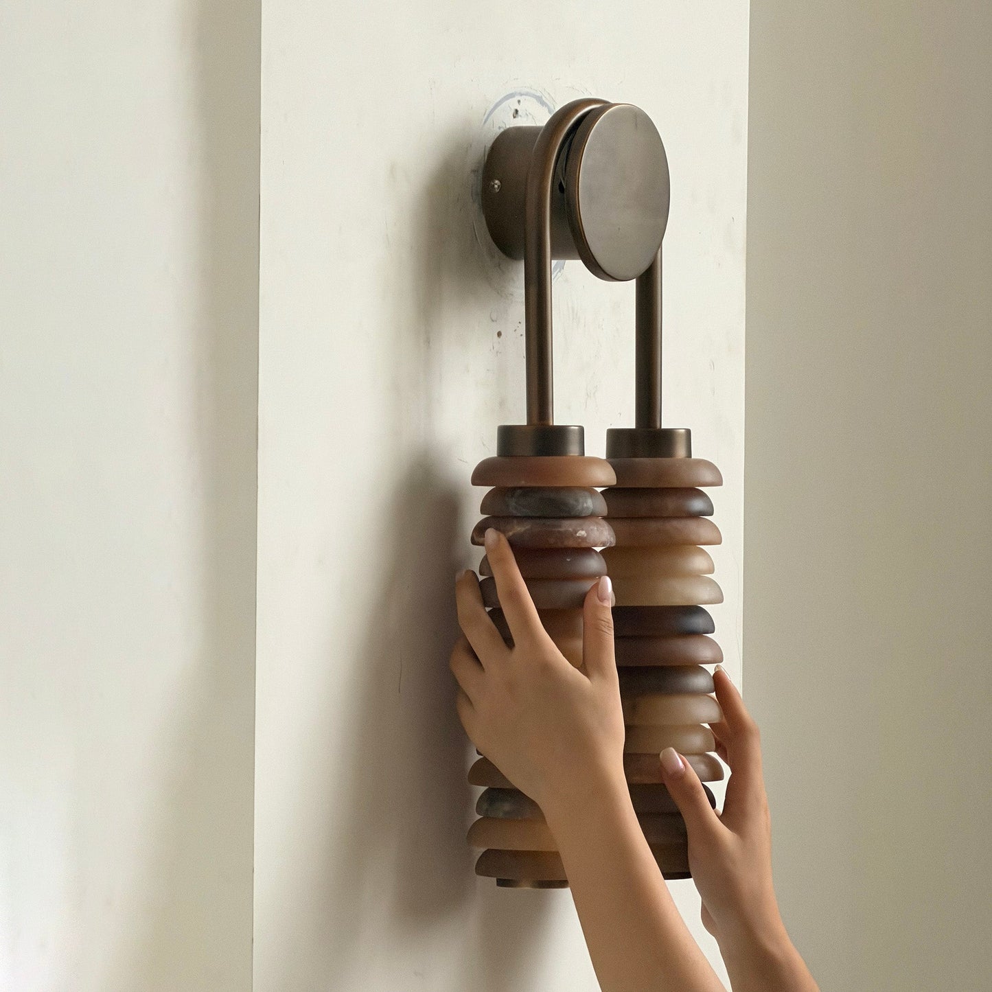 Payson Alabaster Wall Lamp - Natural Spanish Stone & Solid Brass LED Sconce | Modern Organic Luxury