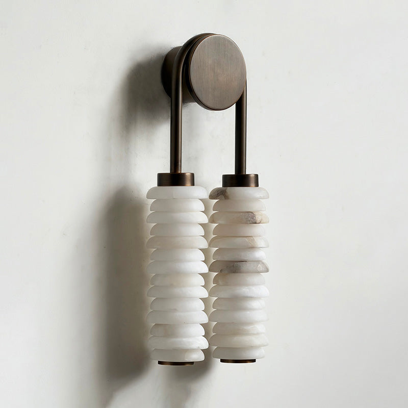 Payson Alabaster Wall Lamp - Natural Spanish Stone & Solid Brass LED Sconce | Modern Organic Luxury