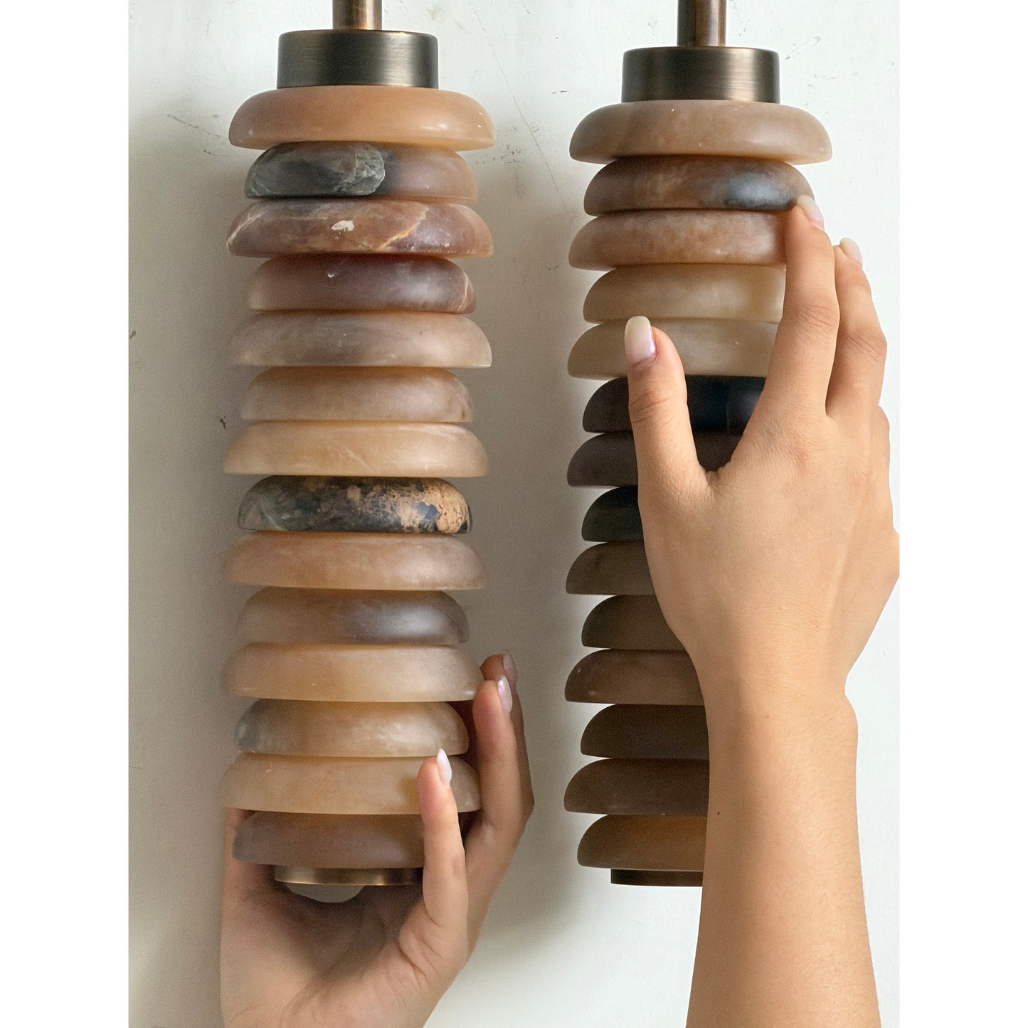 Payson Alabaster Wall Lamp - Natural Spanish Stone & Solid Brass LED Sconce | Modern Organic Luxury