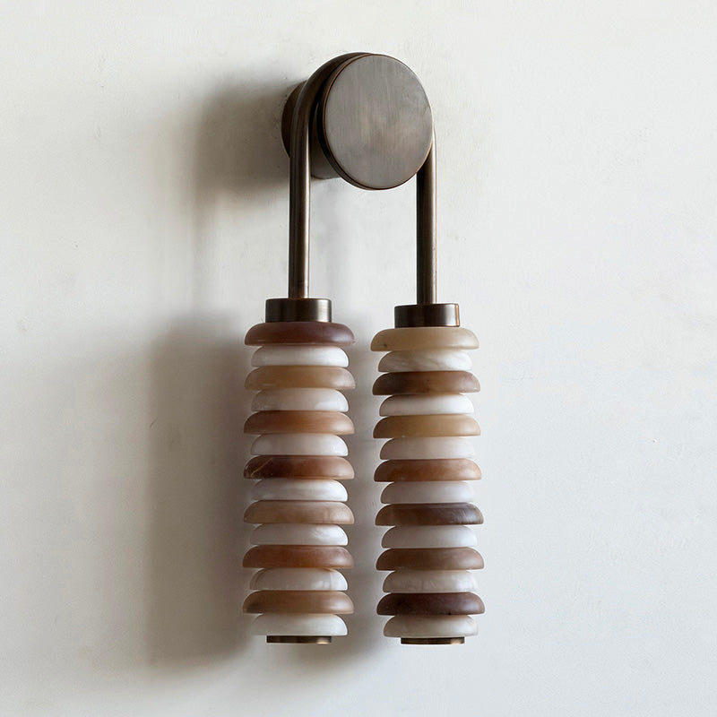 Payson Alabaster Wall Lamp - Natural Spanish Stone & Solid Brass LED Sconce | Modern Organic Luxury