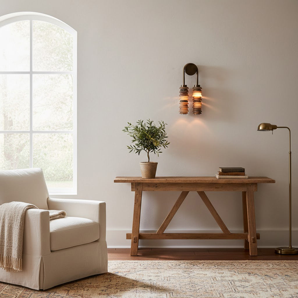 Payson Double Alabaster Wall Lamp - Dual Natural Stone & Brass LED Sconce | Luxury Art Deco Lighting