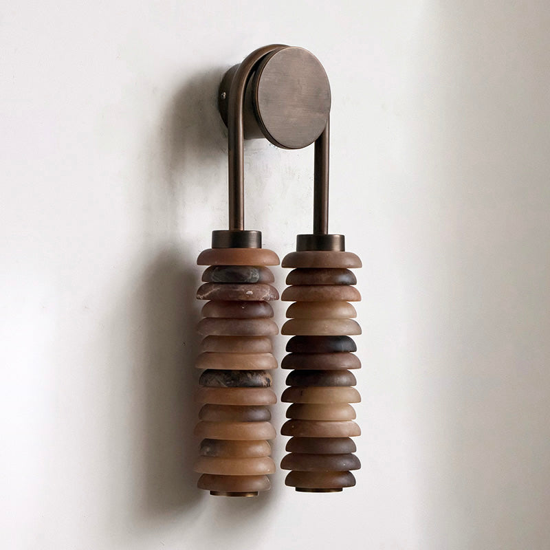 Payson Alabaster Wall Lamp - Natural Spanish Stone & Solid Brass LED Sconce | Modern Organic Luxury
