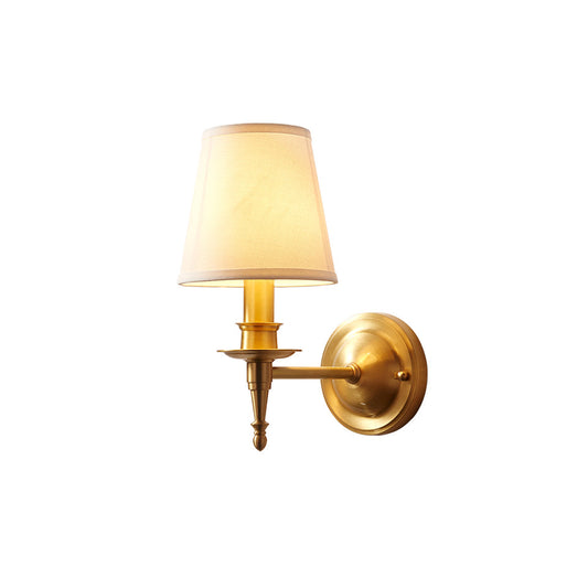 Payson Wall Lamp - Classic Brass & Fabric Sconce | Stepped Backplate Luxury Lighting