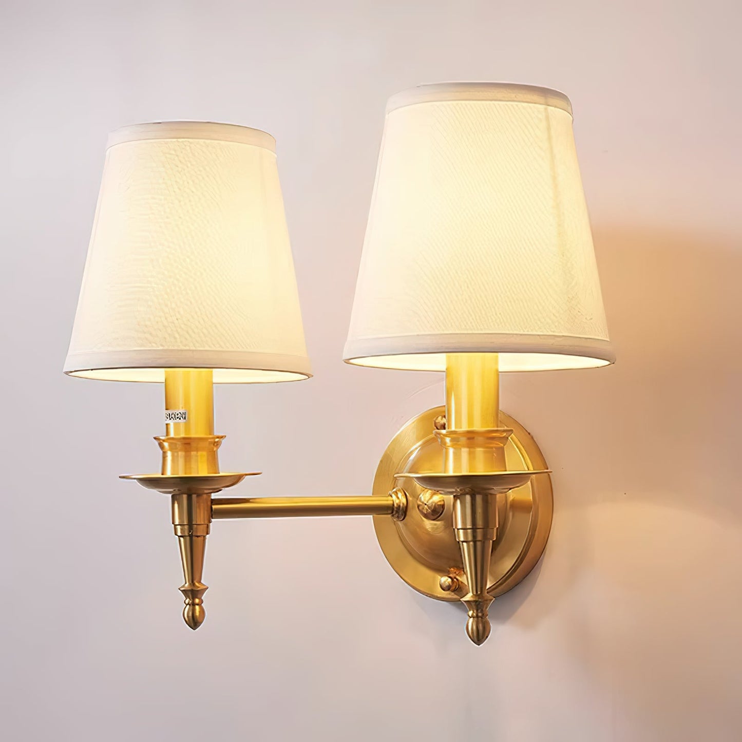 Payson Wall Lamp - Classic Brass & Fabric Sconce | Stepped Backplate Luxury Lighting