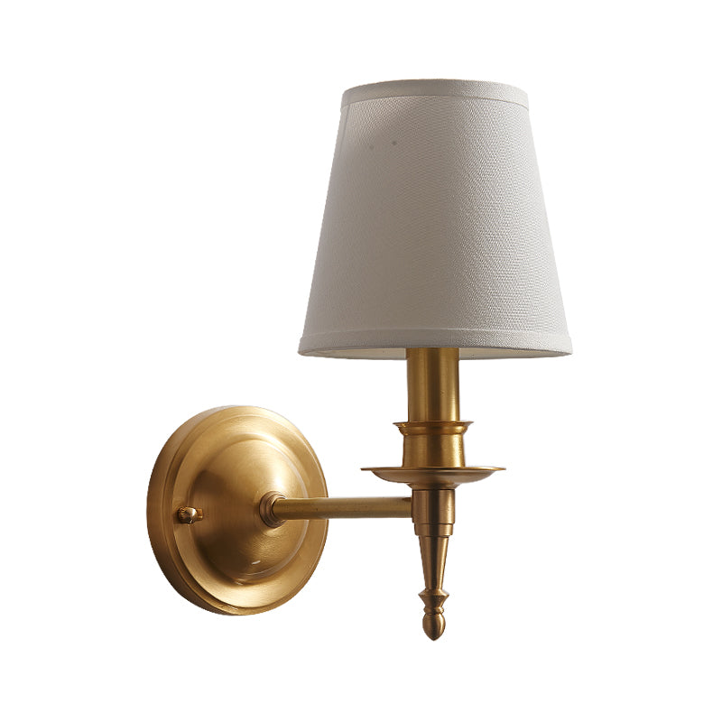 Payson Wall Lamp - Classic Brass & Fabric Sconce | Stepped Backplate Luxury Lighting