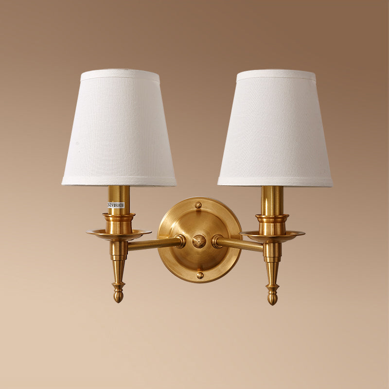 Payson Wall Lamp - Classic Brass & Fabric Sconce | Stepped Backplate Luxury Lighting