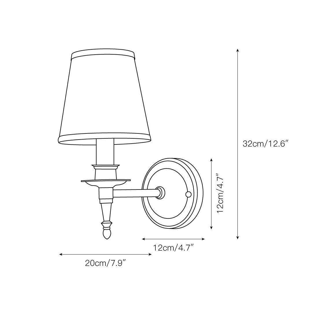 Payson Wall Lamp - Classic Brass & Fabric Sconce | Stepped Backplate Luxury Lighting