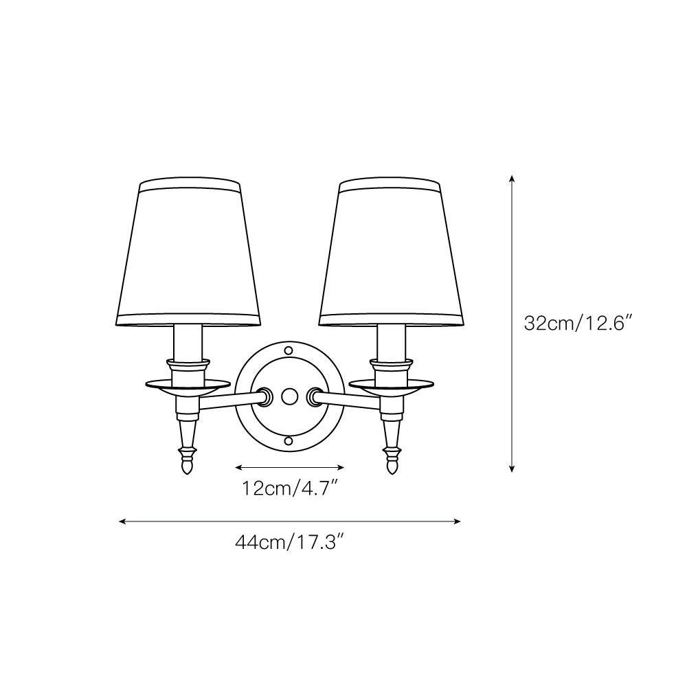 Payson Wall Lamp - Classic Brass & Fabric Sconce | Stepped Backplate Luxury Lighting