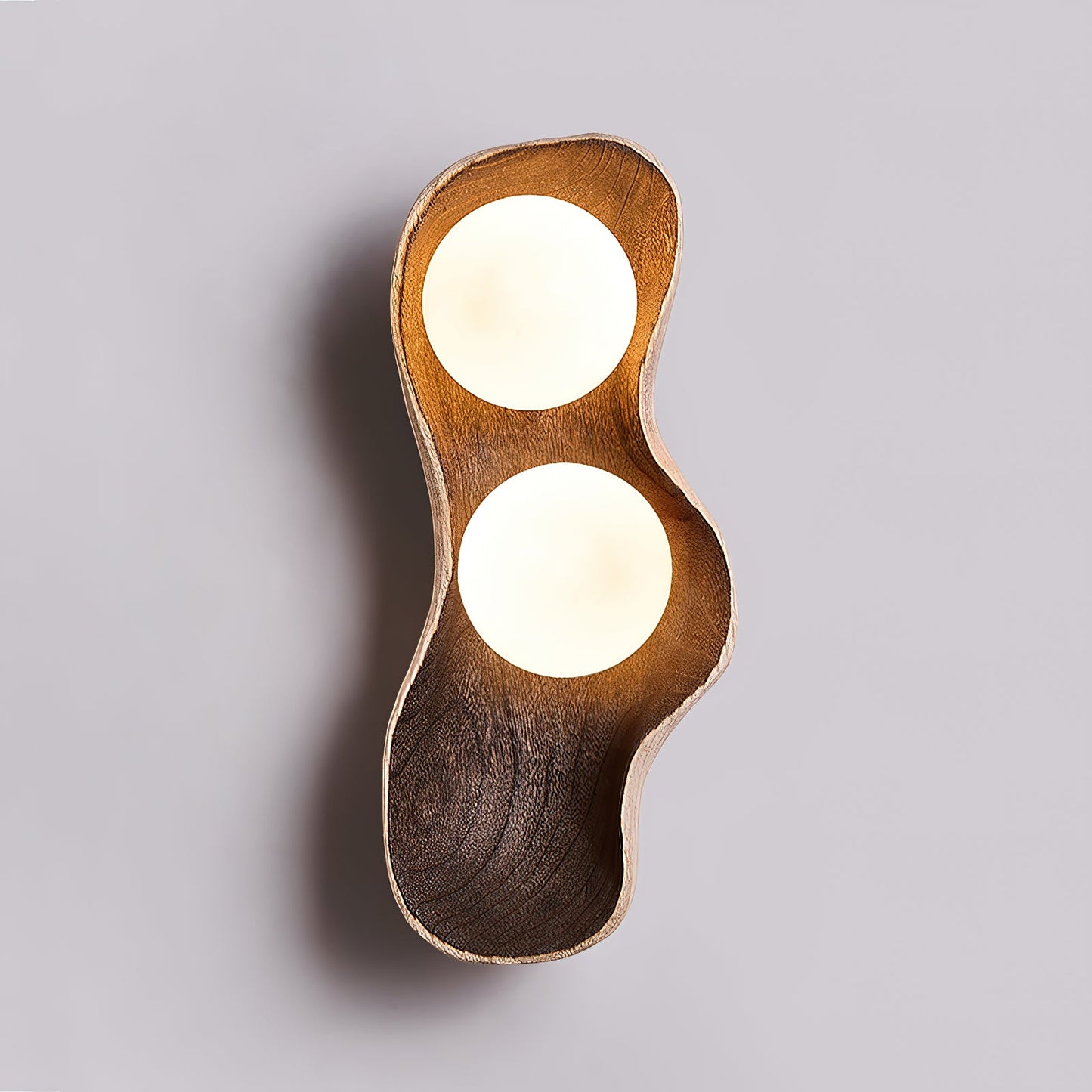Pea Ceiling Lamp - Low-Profile Solid Wood & Glass Globe Flush Mount