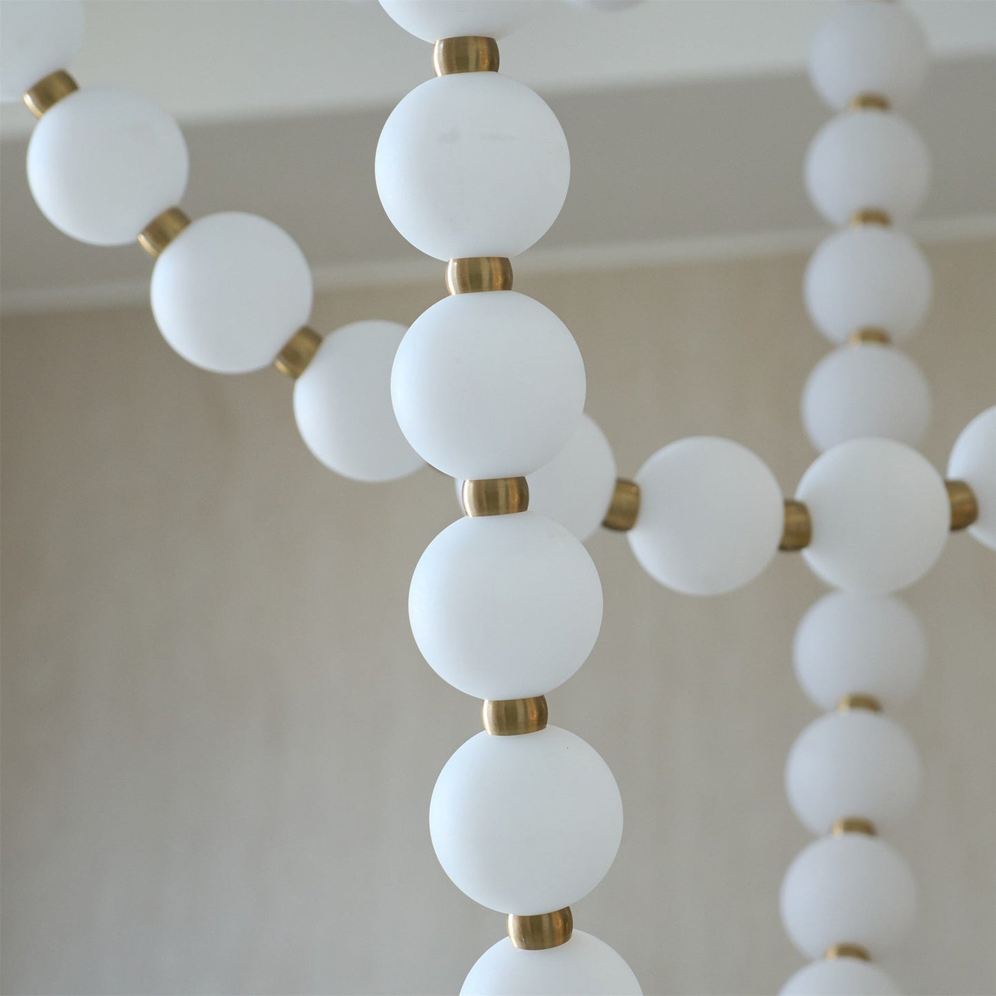 Pearl Necklace Chandelier - Sculptural Glass Bead Drape & LED Light