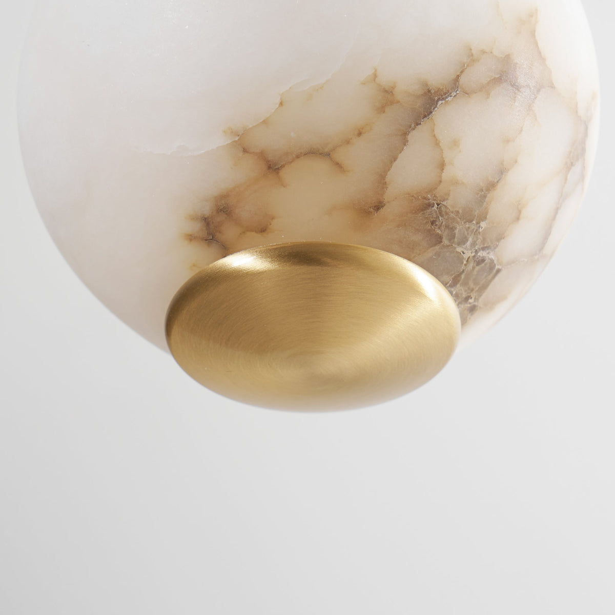 Pearl Alabaster Pendant Light - Vertical Stacked Stone Orbs & Brass Frame