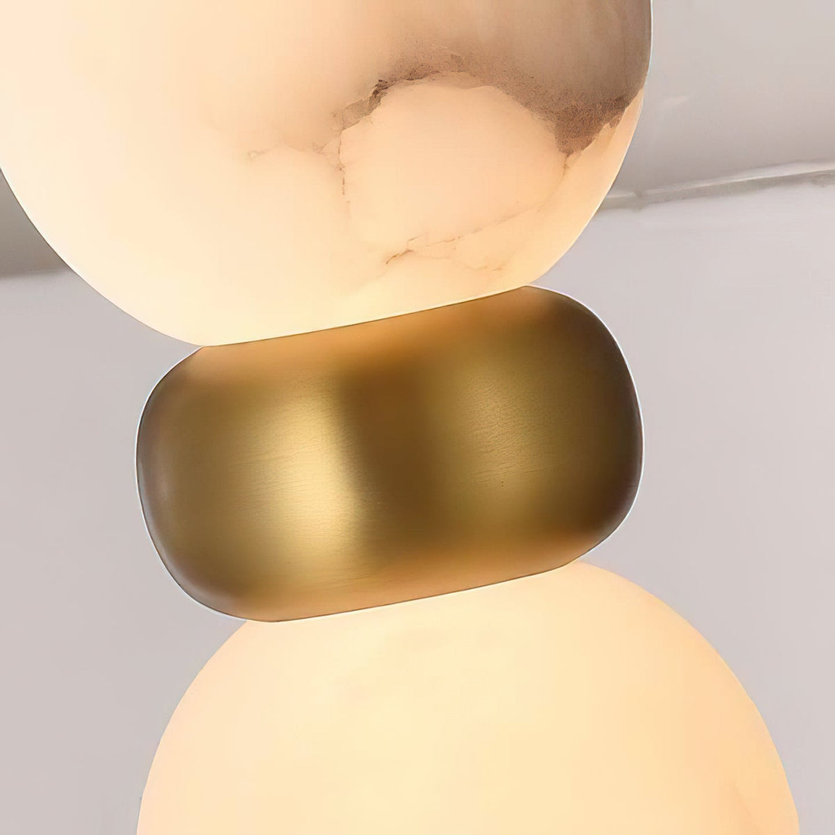 Pearl Xyx Alabaster Table Lamp - Stacked Stone Spheres & Gold Base