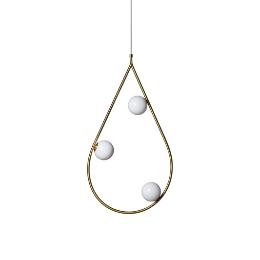 Pearls Pendant Lamp - Teardrop Brass Frame & Floating Glass Globes
