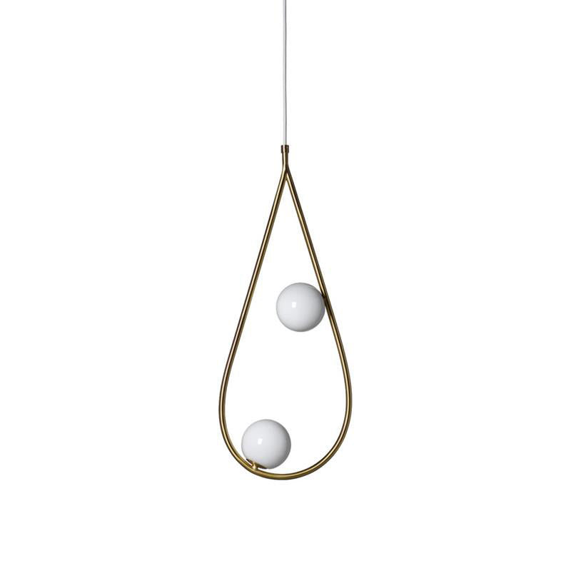 Pearls Pendant Lamp - Teardrop Brass Frame & Floating Glass Globes