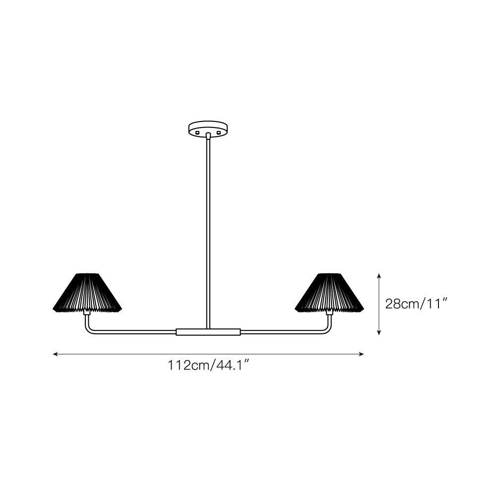 Pearson Linear Pendant Lamp - Modern Brass Dual Fabric Shade Light