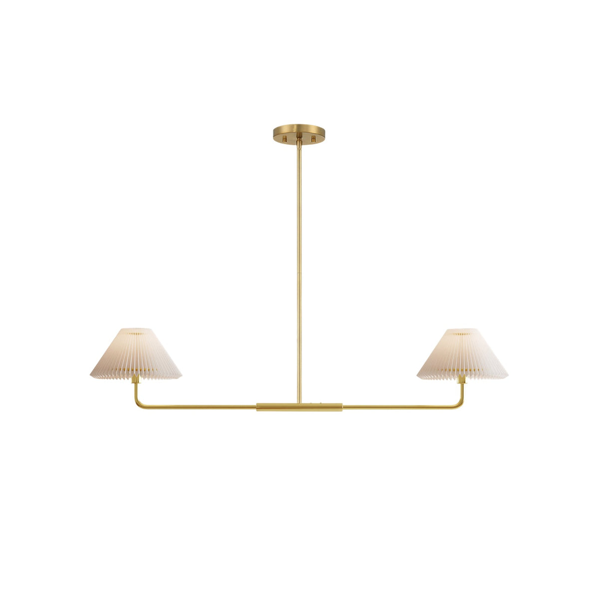 Pearson Linear Pendant Lamp - Modern Brass Dual Fabric Shade Light