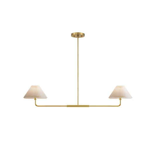 Pearson Linear Pendant Lamp - Modern Brass Dual Fabric Shade Light