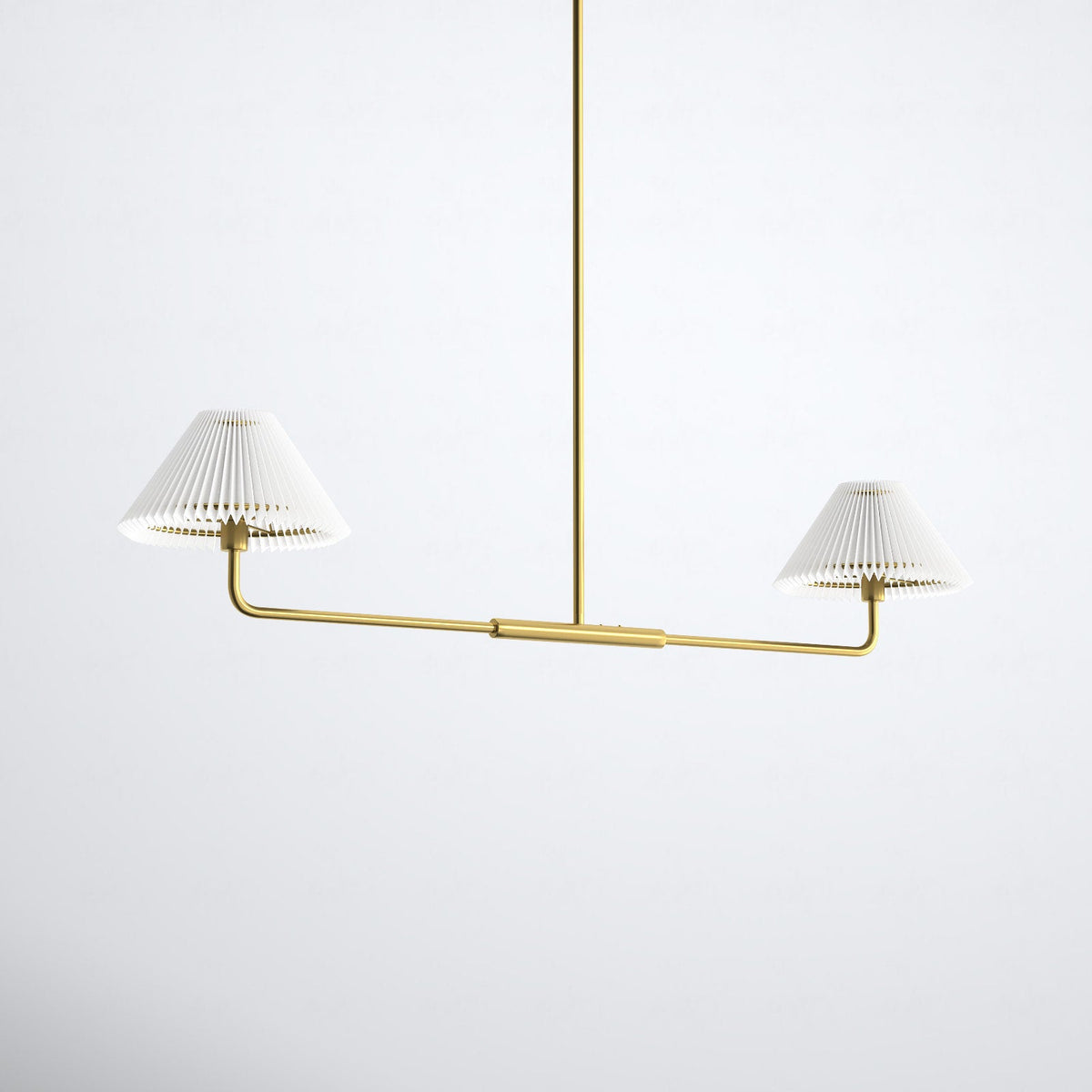 Pearson Linear Pendant Lamp - Modern Brass Dual Fabric Shade Light