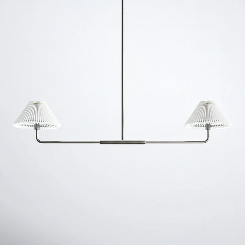 Pearson Linear Pendant Lamp - Modern Brass Dual Fabric Shade Light