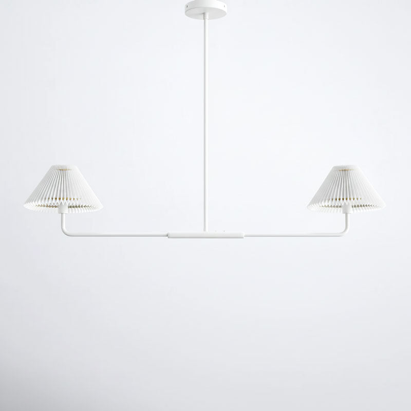 Pearson Linear Pendant Lamp - Modern Brass Dual Fabric Shade Light