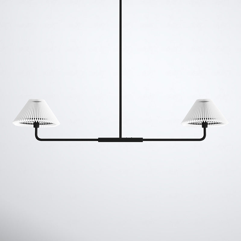 Pearson Linear Pendant Lamp - Modern Brass Dual Fabric Shade Light