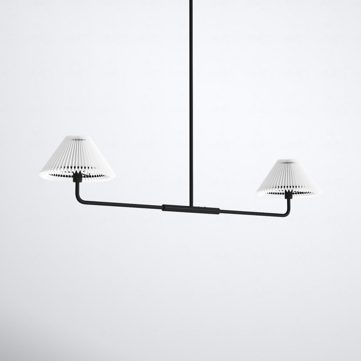 Pearson Linear Pendant Lamp - Modern Brass Dual Fabric Shade Light