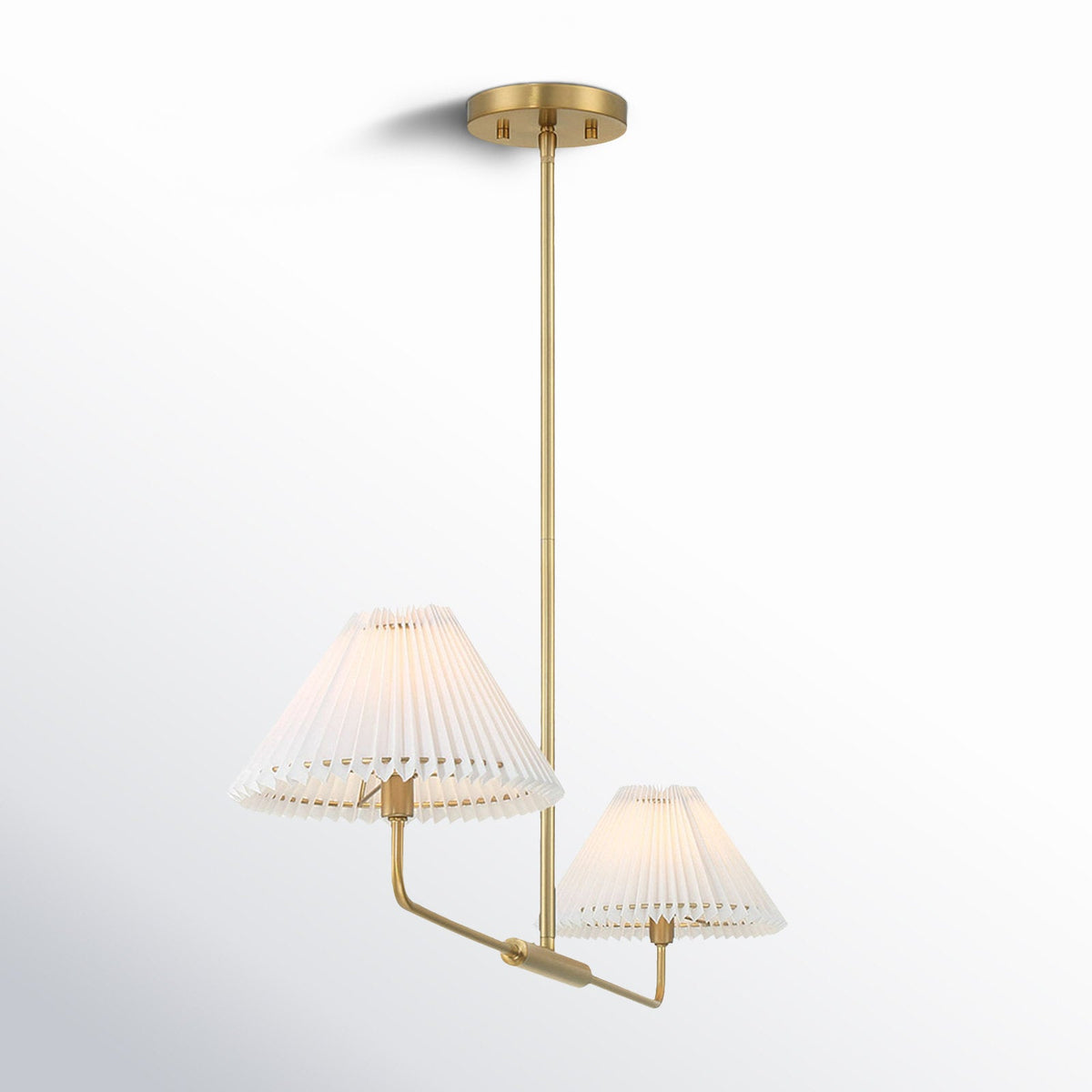 Pearson Linear Pendant Lamp - Modern Brass Dual Fabric Shade Light