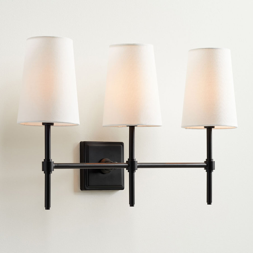 Hillsdale Wall Lamp - Modern Flared Shade Sconce with Square Backplate