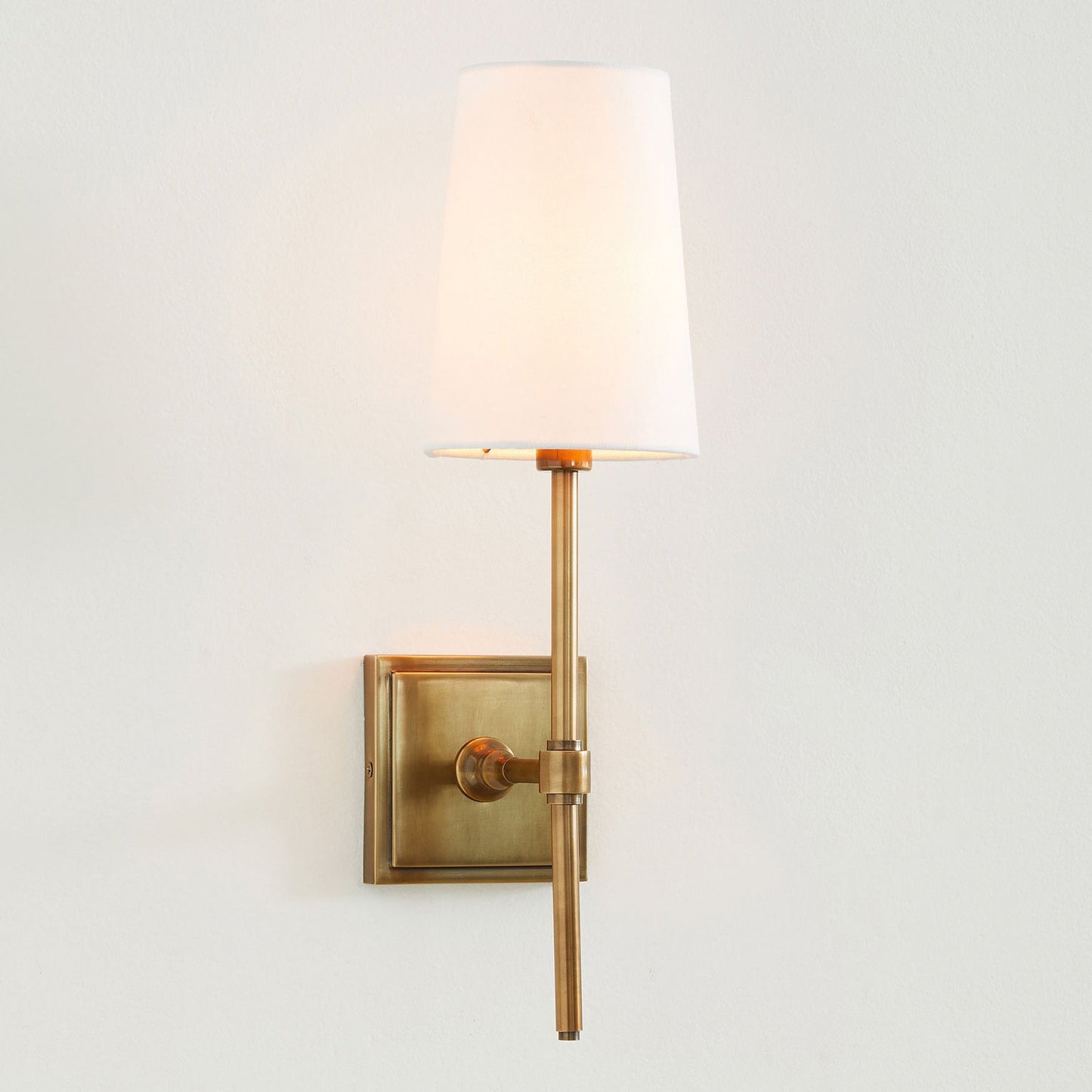 Hillsdale Wall Lamp - Modern Flared Shade Sconce with Square Backplate