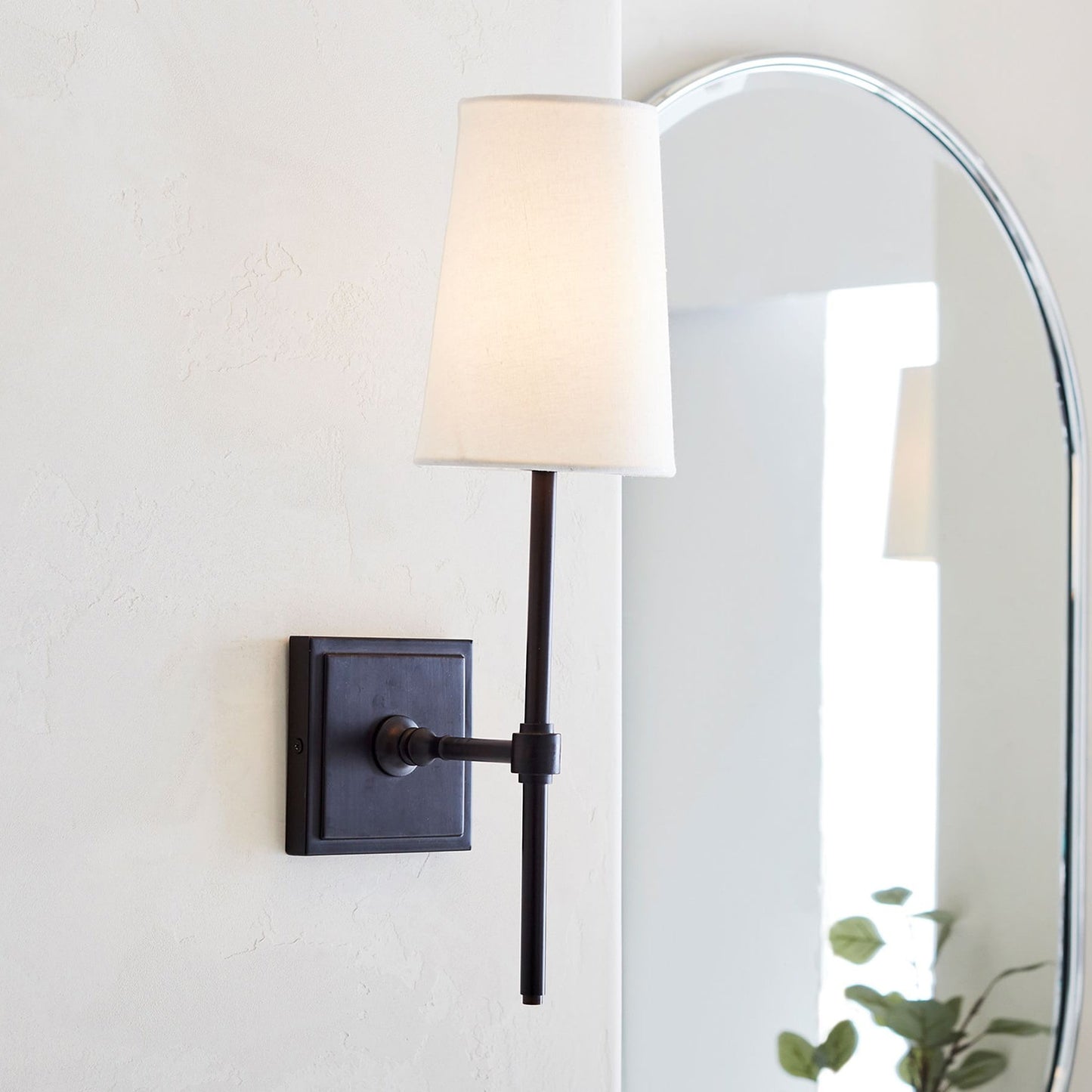 Hillsdale Wall Lamp - Modern Flared Shade Sconce with Square Backplate