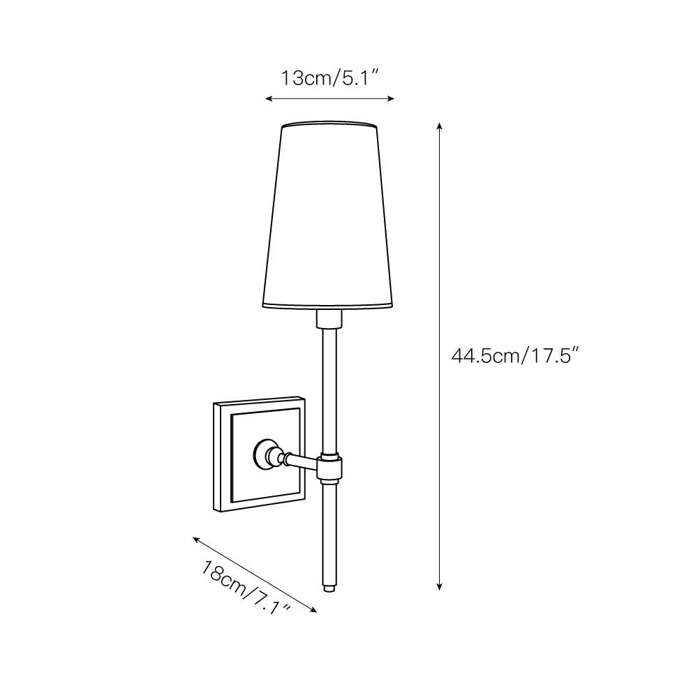 Hillsdale Wall Lamp - Modern Flared Shade Sconce with Square Backplate