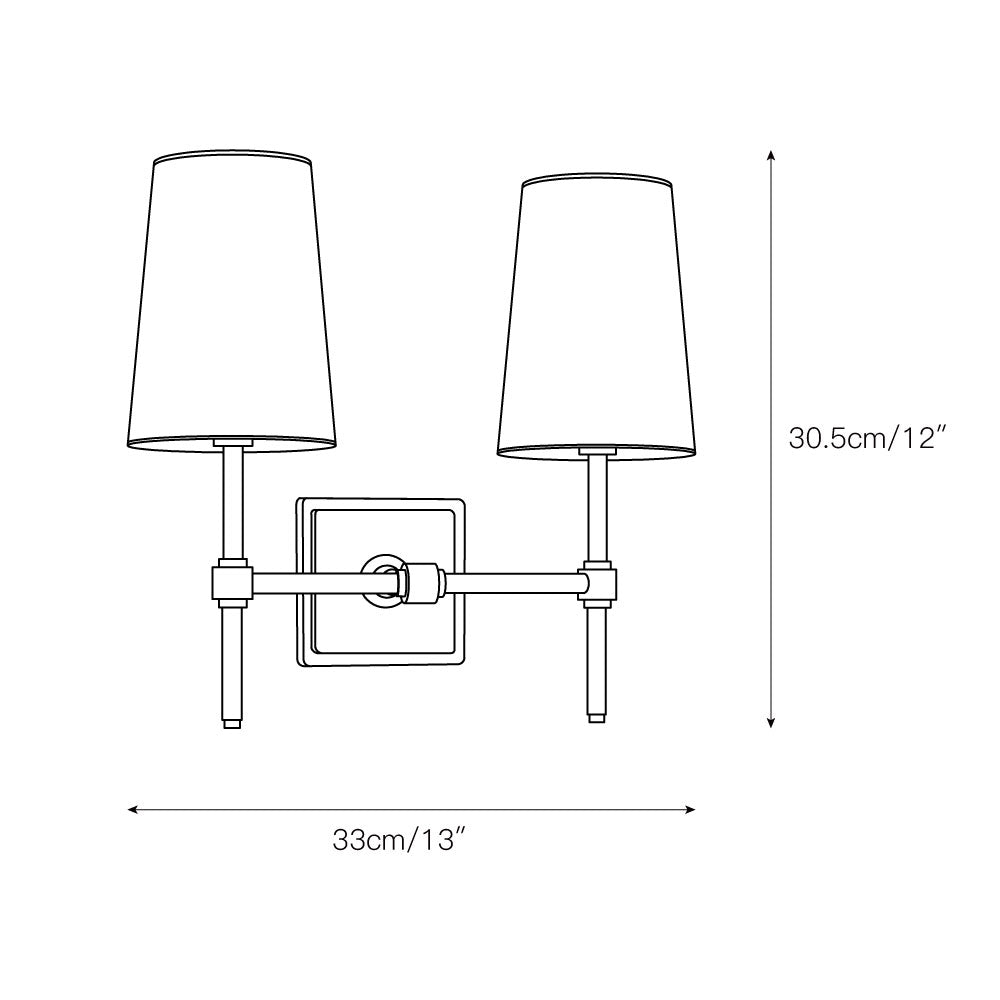 Hillsdale Wall Lamp - Modern Flared Shade Sconce with Square Backplate