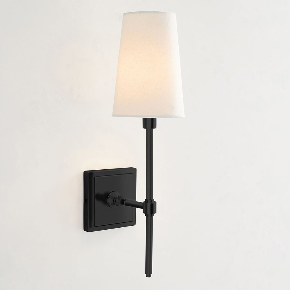 Hillsdale Wall Lamp - Modern Flared Shade Sconce with Square Backplate