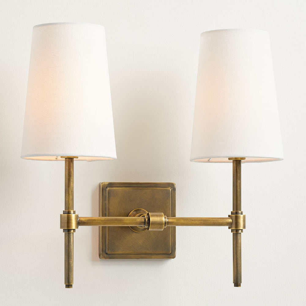 Hillsdale Wall Lamp - Modern Flared Shade Sconce with Square Backplate