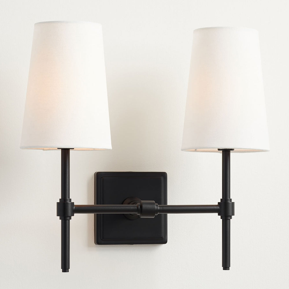 Hillsdale Wall Lamp - Modern Flared Shade Sconce with Square Backplate
