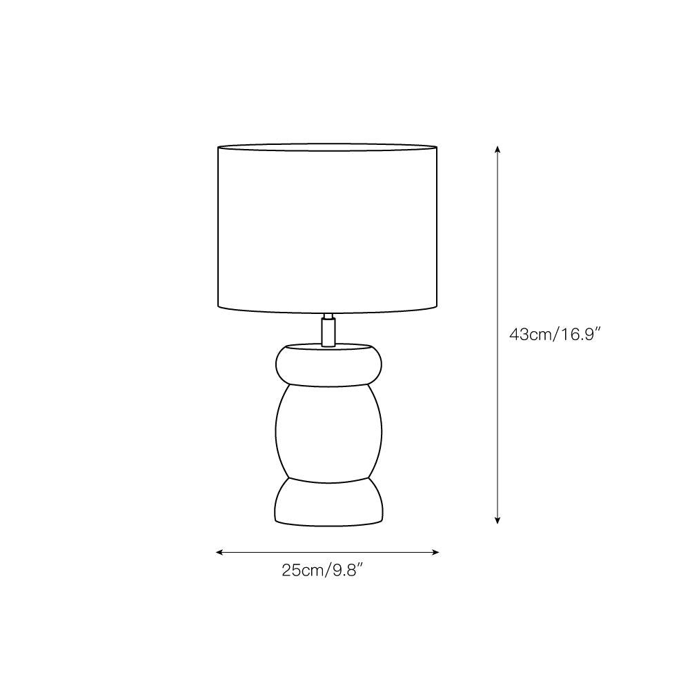 Pebble Wood Table Lamp - Sculpted Ash Wood & Fabric Shade Light