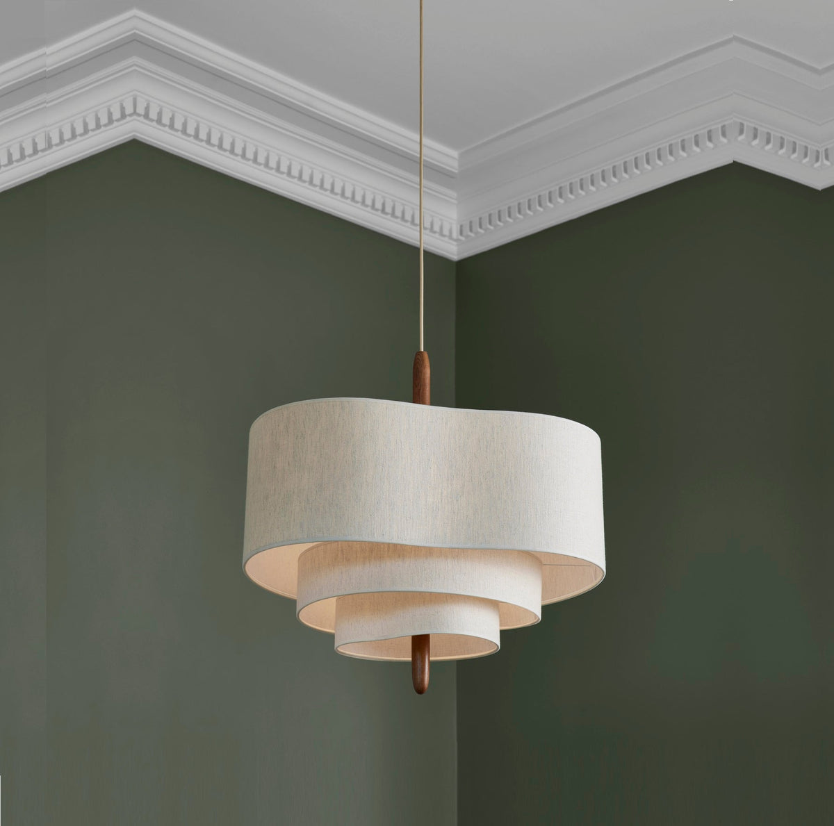 Pebble Pendant Lamp - Organic Fabric Cluster & Wood Accent Light