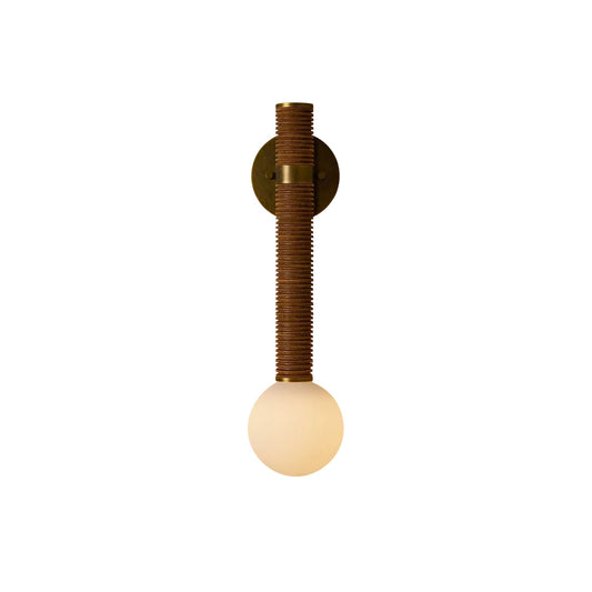 Threadline Globe Wall Sconce - Stacked Leather & Brass Globe Light | Modern Organic Wall Sconce
