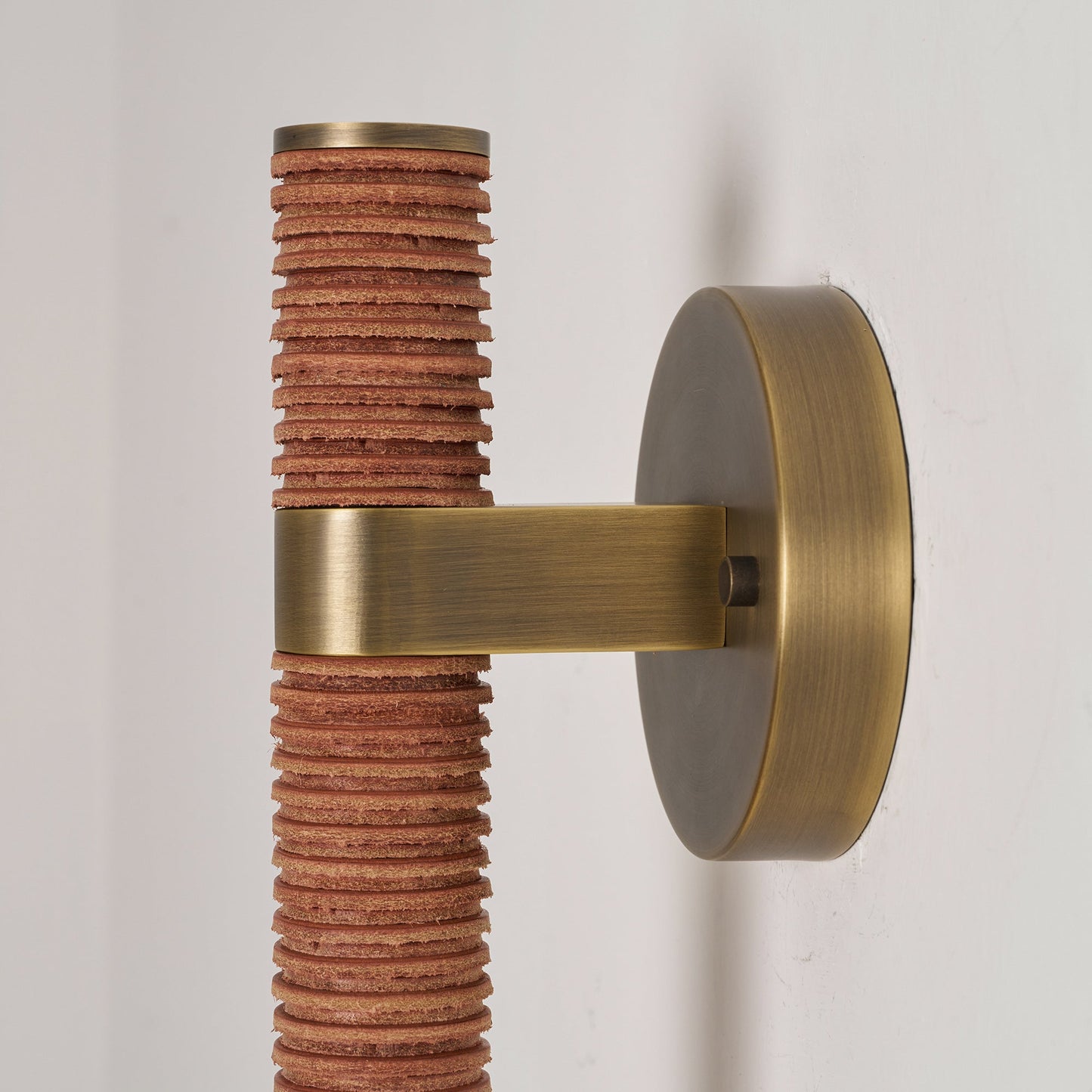 Threadline Globe Wall Sconce - Stacked Leather & Brass Globe Light | Modern Organic Wall Sconce